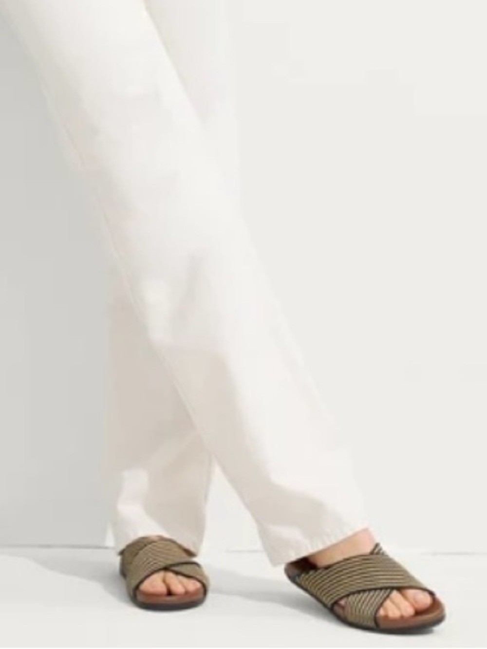 ROTHYS THE WEEKEND SLIDE SZ 9 TOFFEE STRIPE SANDALS
